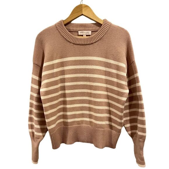 Philosphy striped Pink and white crew neck sweater size L - Picture 1 of 5
